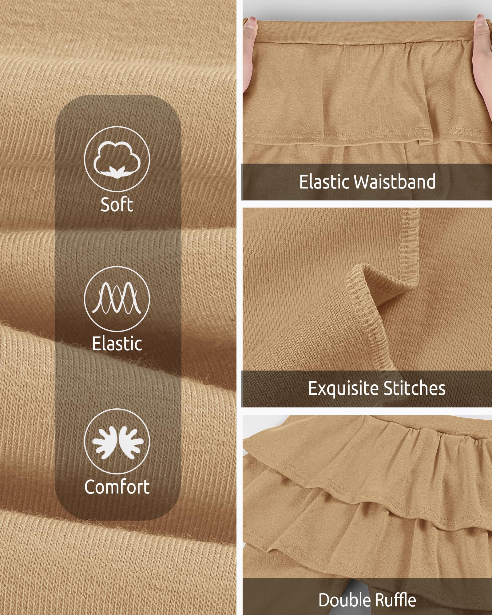 Somaibo Girls Leggings with Skirts School Uniform Athletic Stretchy Tutu Pants Kids Warm Ruffle Clothes 2-Pack
