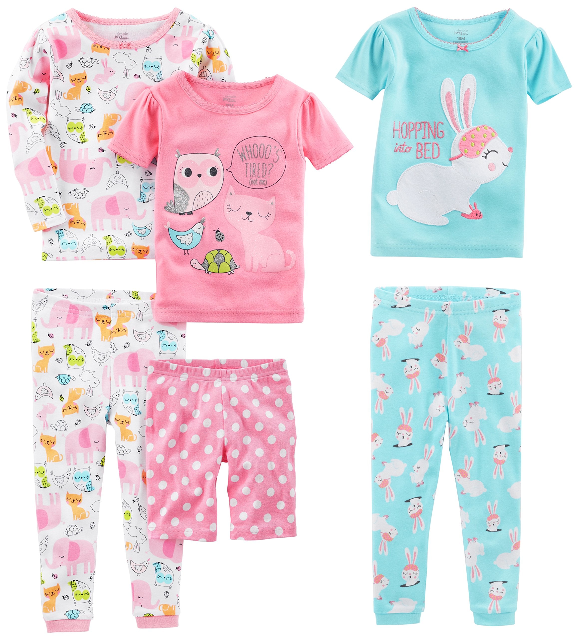 Simple Joys by Carter's girls 6-piece Snug Fit Cotton Pajama Set