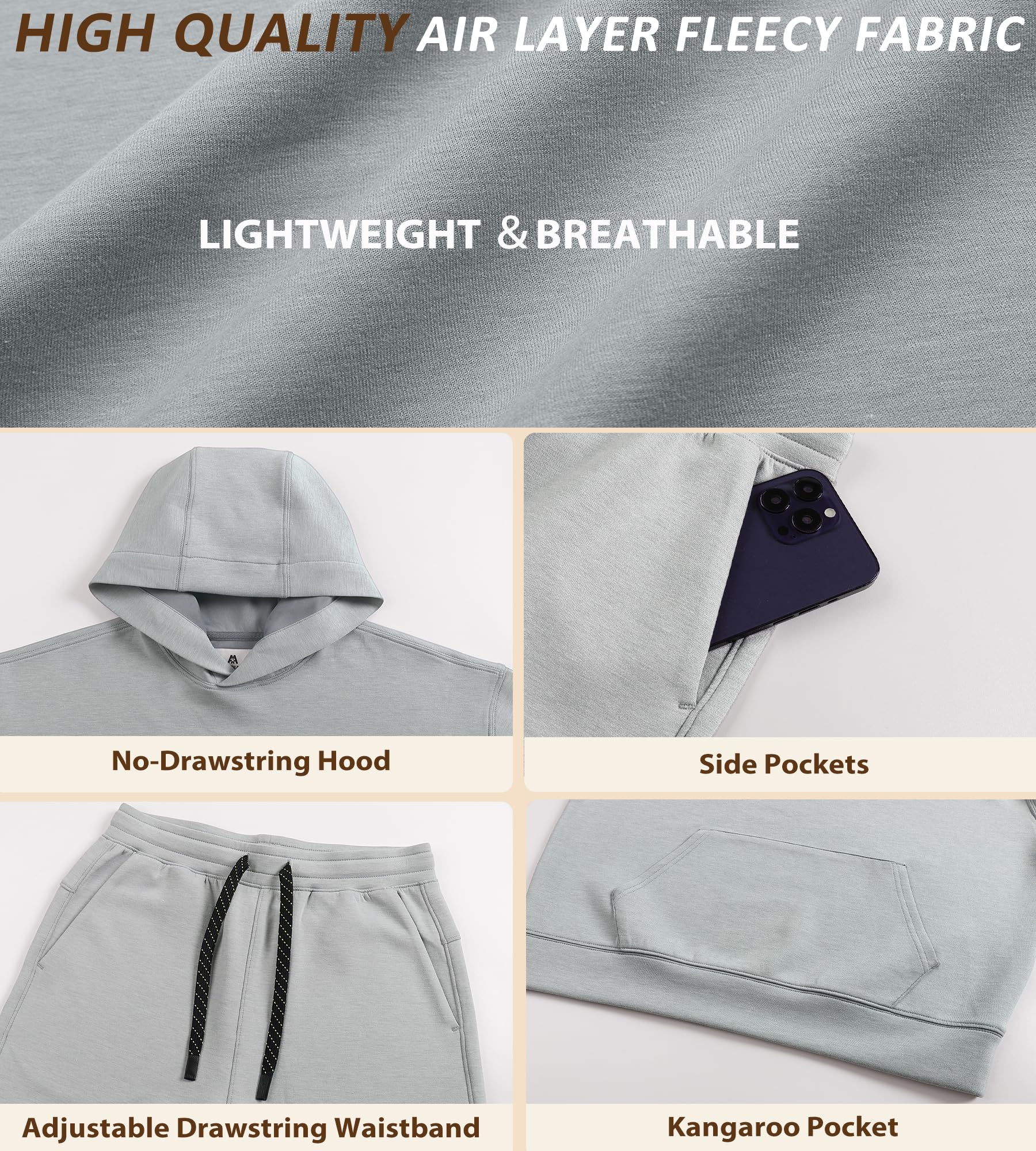 MERIDIANO Boys Sweatsuit 2 Piece Outfits Cozy Athletic Tracksuit Set Pullover Hoodie and Jogger Pants Kids Clothes Size 5-16