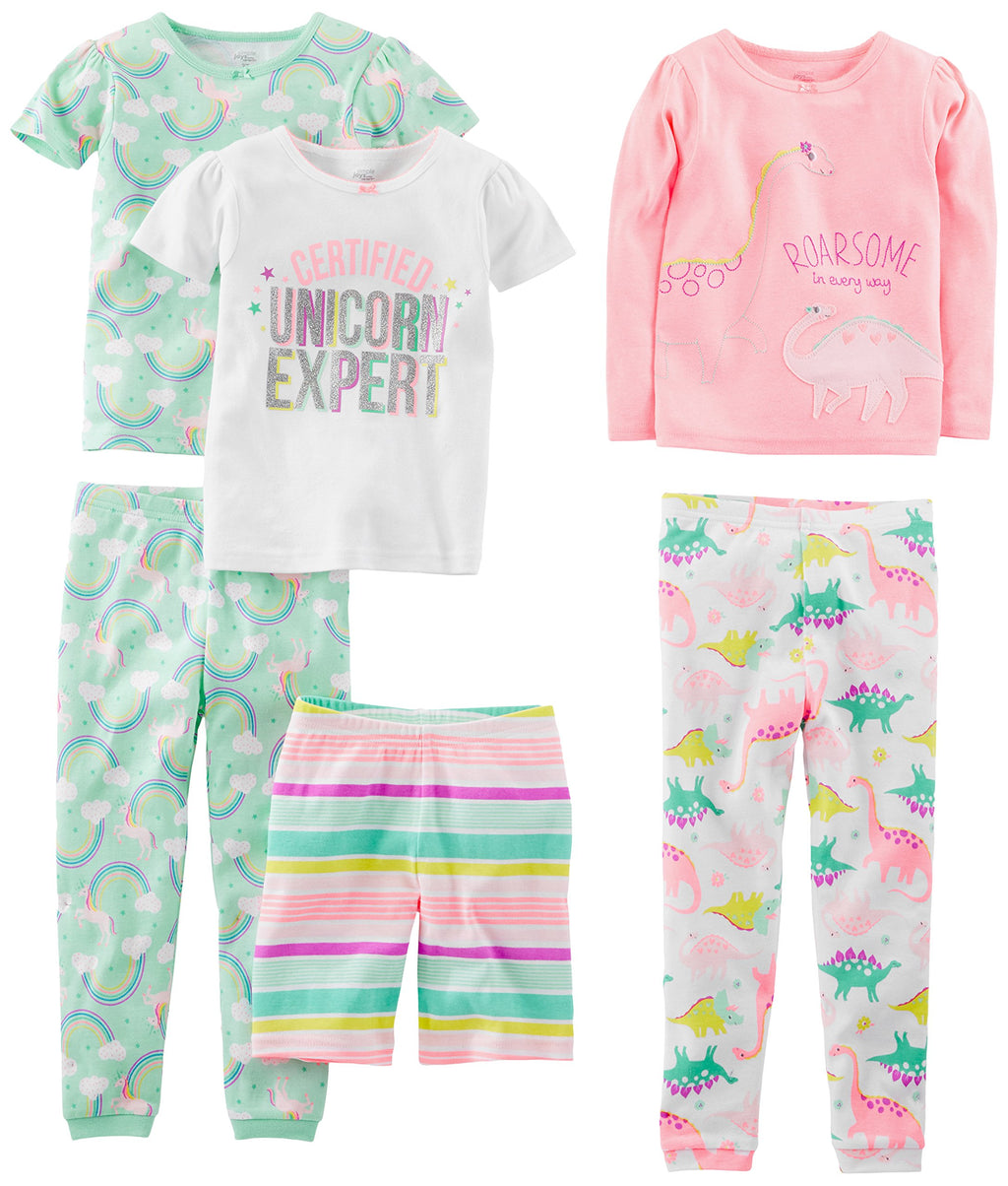 Simple Joys by Carter's girls 6-piece Snug Fit Cotton Pajama Set
