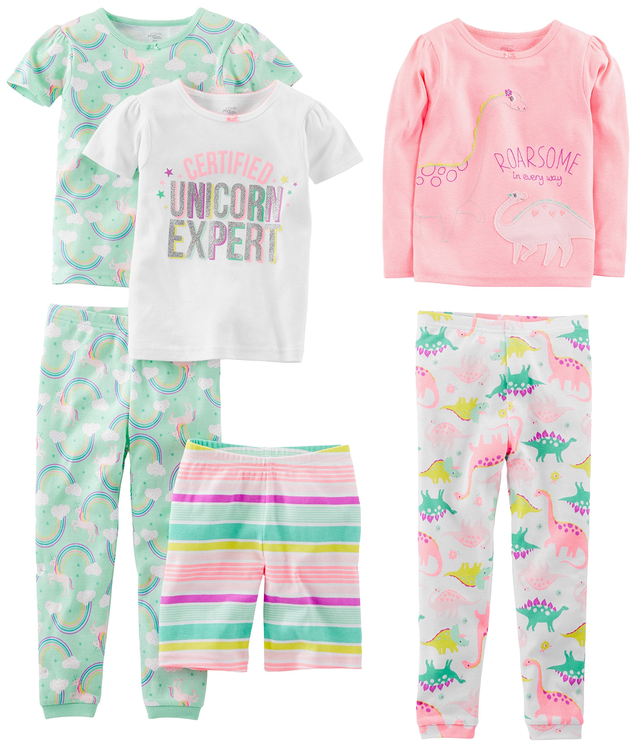 Simple Joys by Carter's girls 6-piece Snug Fit Cotton Pajama Set