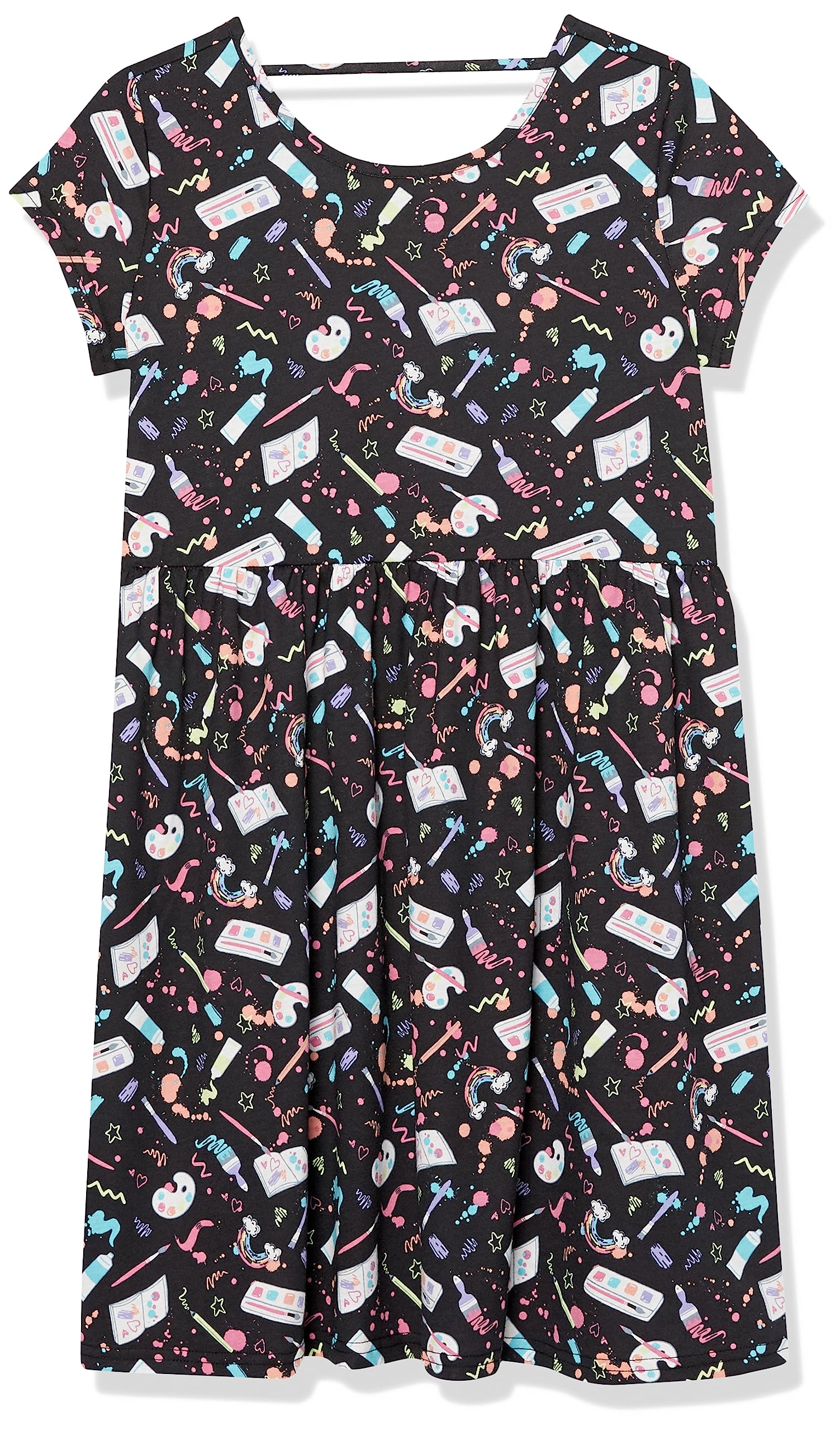 The Children's Place Girls' Plaid Stretch Jacquard Short Sleeve Dress