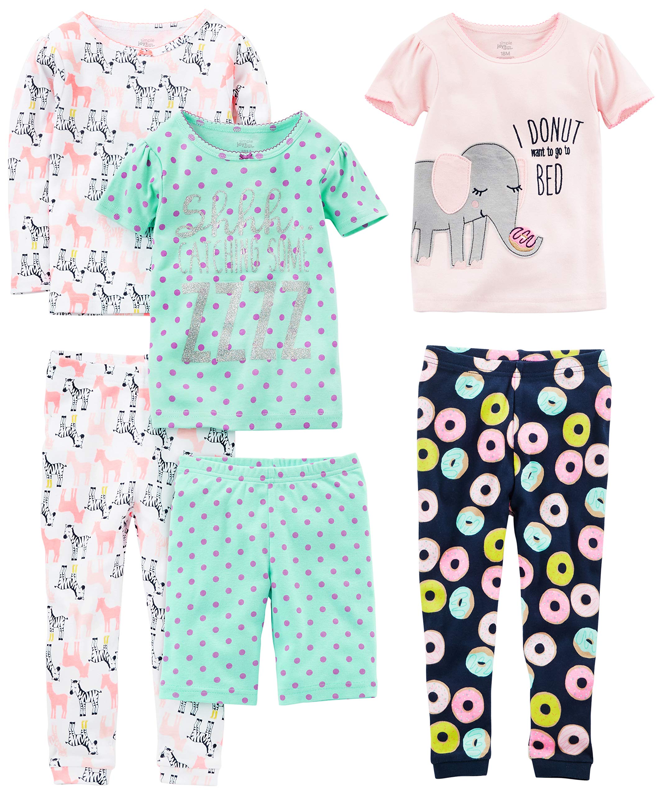 Simple Joys by Carter's girls 6-piece Snug Fit Cotton Pajama Set
