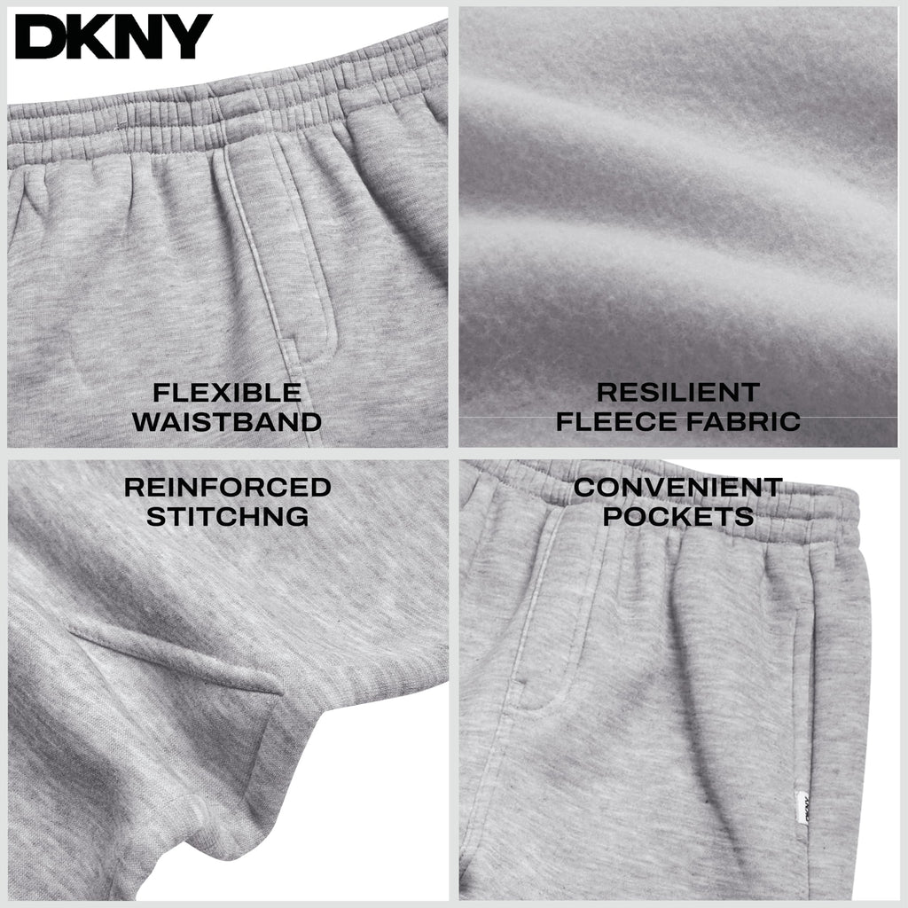 DKNY Boys Sweatpants - 2 Pack Active Performance Soft Fleece Boys Joggers Athletic Pants with Elastic Waistband and Pockets