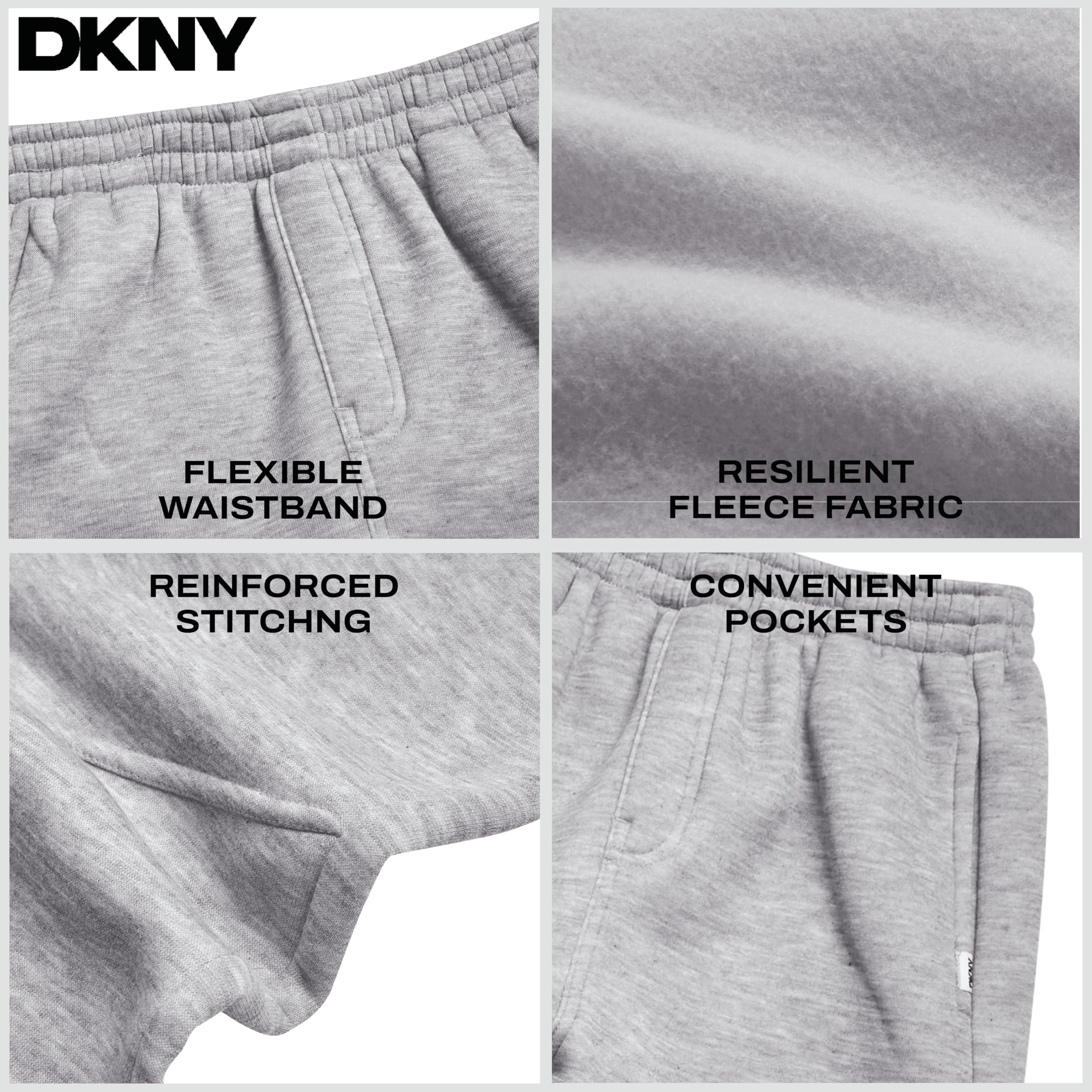DKNY Boys Sweatpants - 2 Pack Active Performance Soft Fleece Boys Joggers Athletic Pants with Elastic Waistband and Pockets