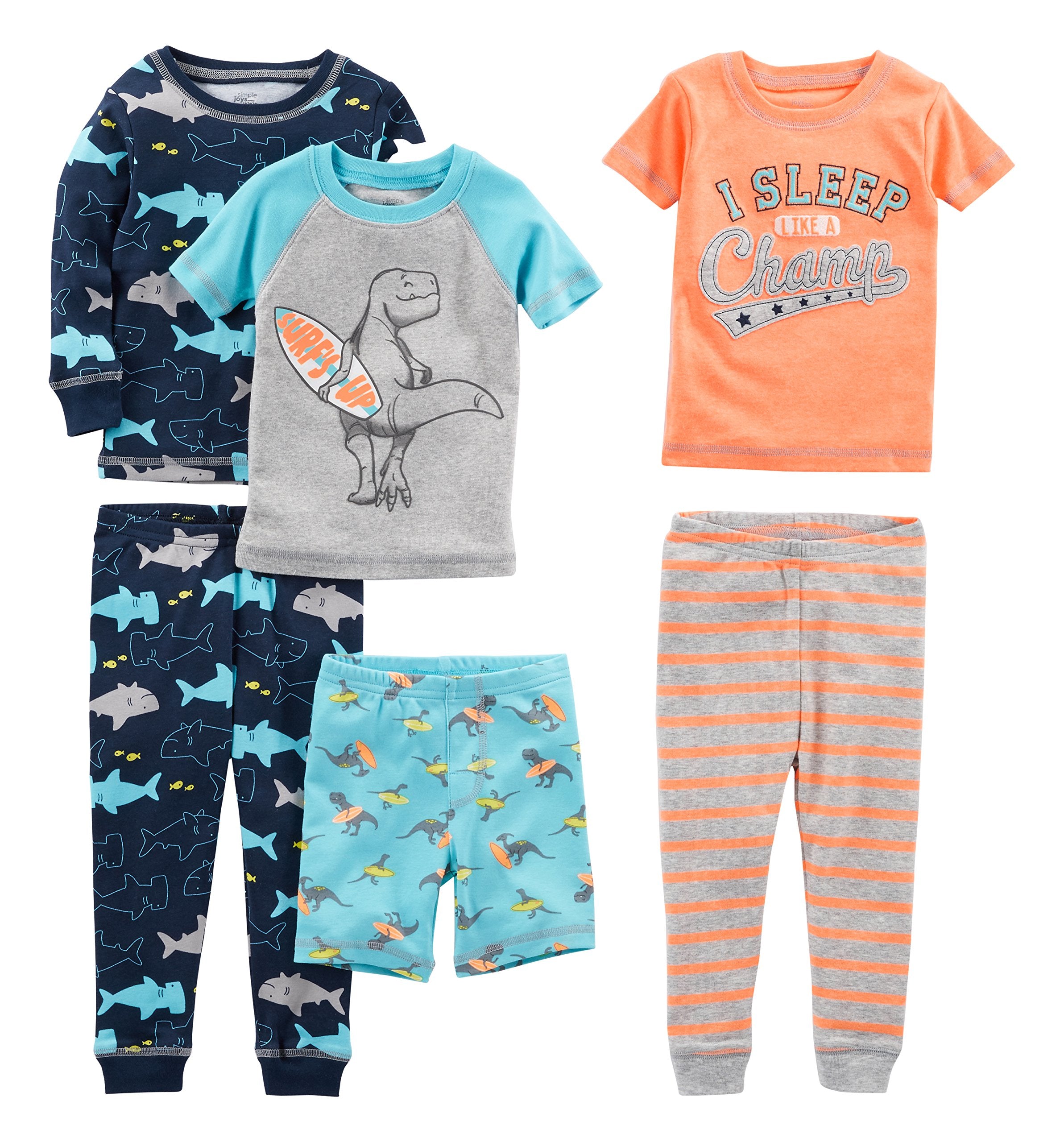 Simple Joys by Carter's girls 6-piece Snug Fit Cotton Pajama Set