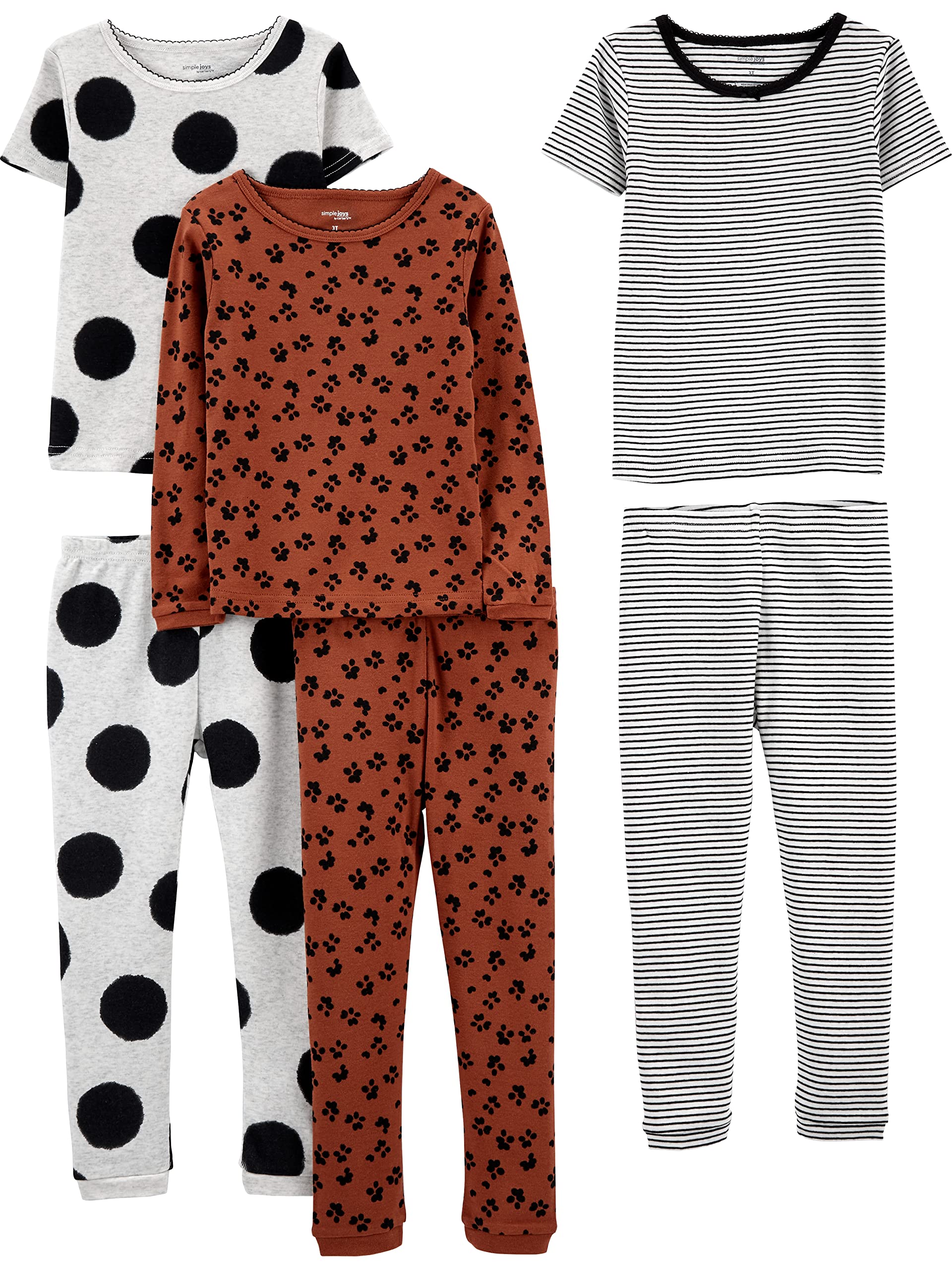 Simple Joys by Carter's girls 6-piece Snug Fit Cotton Pajama Set