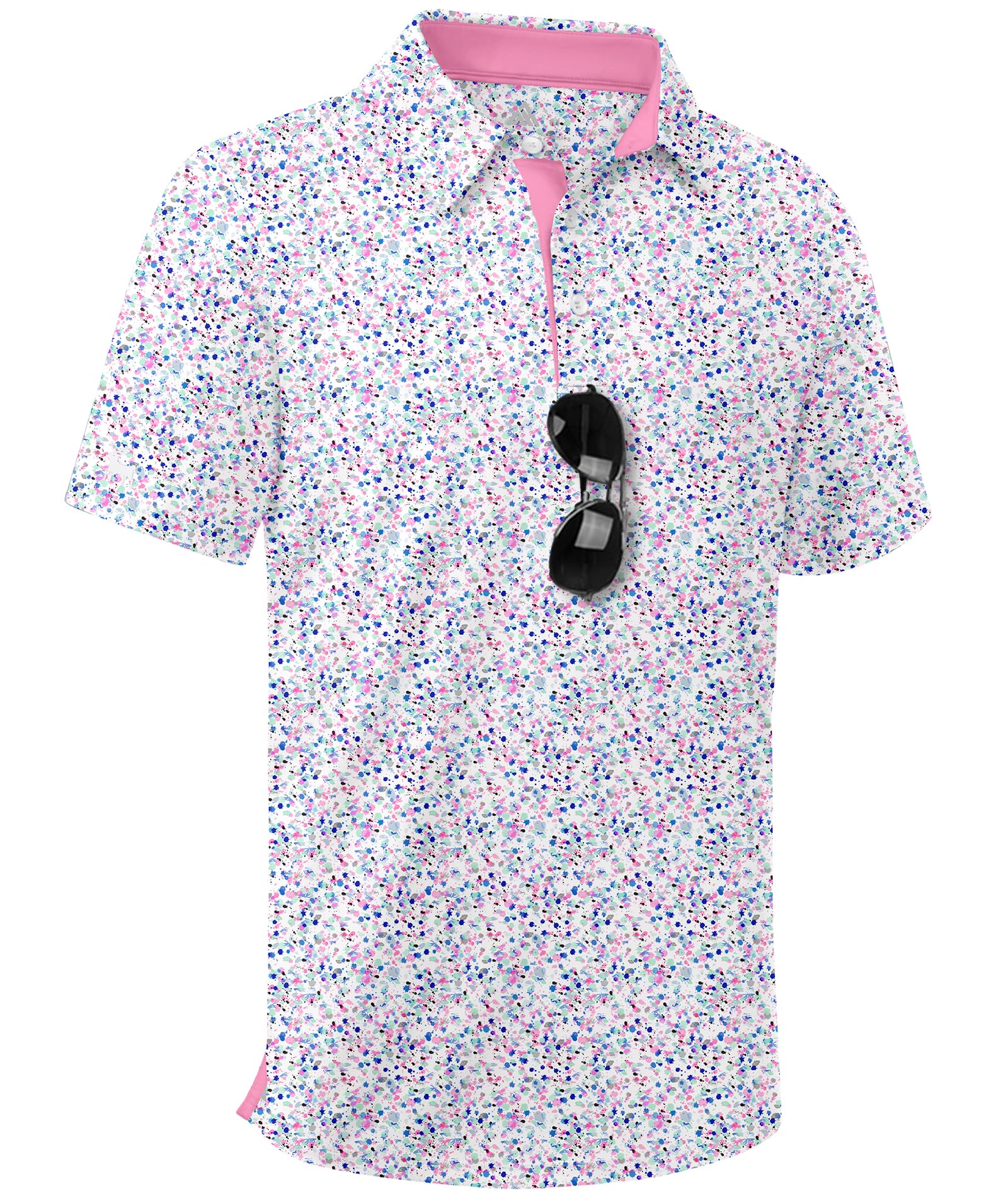 ZITY Boys Golf Polo Shirts Short Sleeve UPF 50+ Print Pattern Shirts for Youth Kids Funny School Uniform Collared T-Shirt
