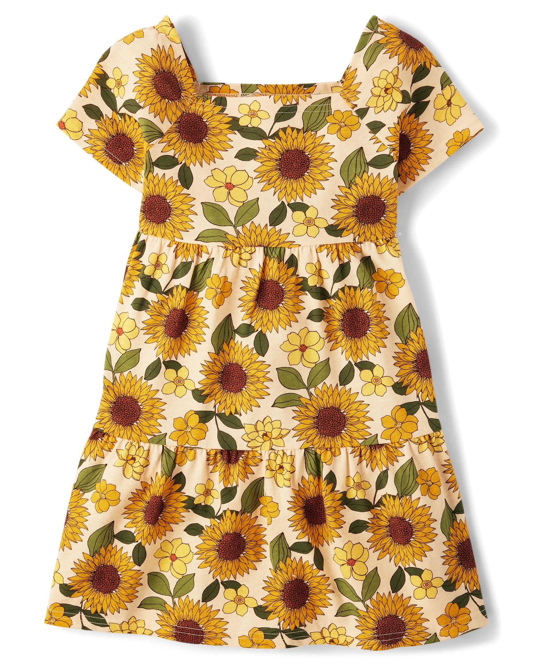 The Children's Place Girls' Plaid Stretch Jacquard Short Sleeve Dress