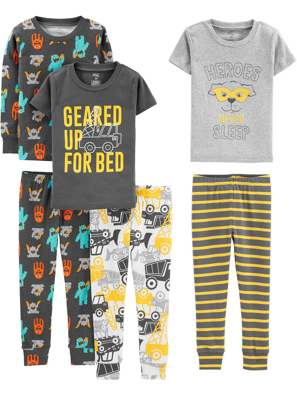 Simple Joys by Carter's girls 6-piece Snug Fit Cotton Pajama Set