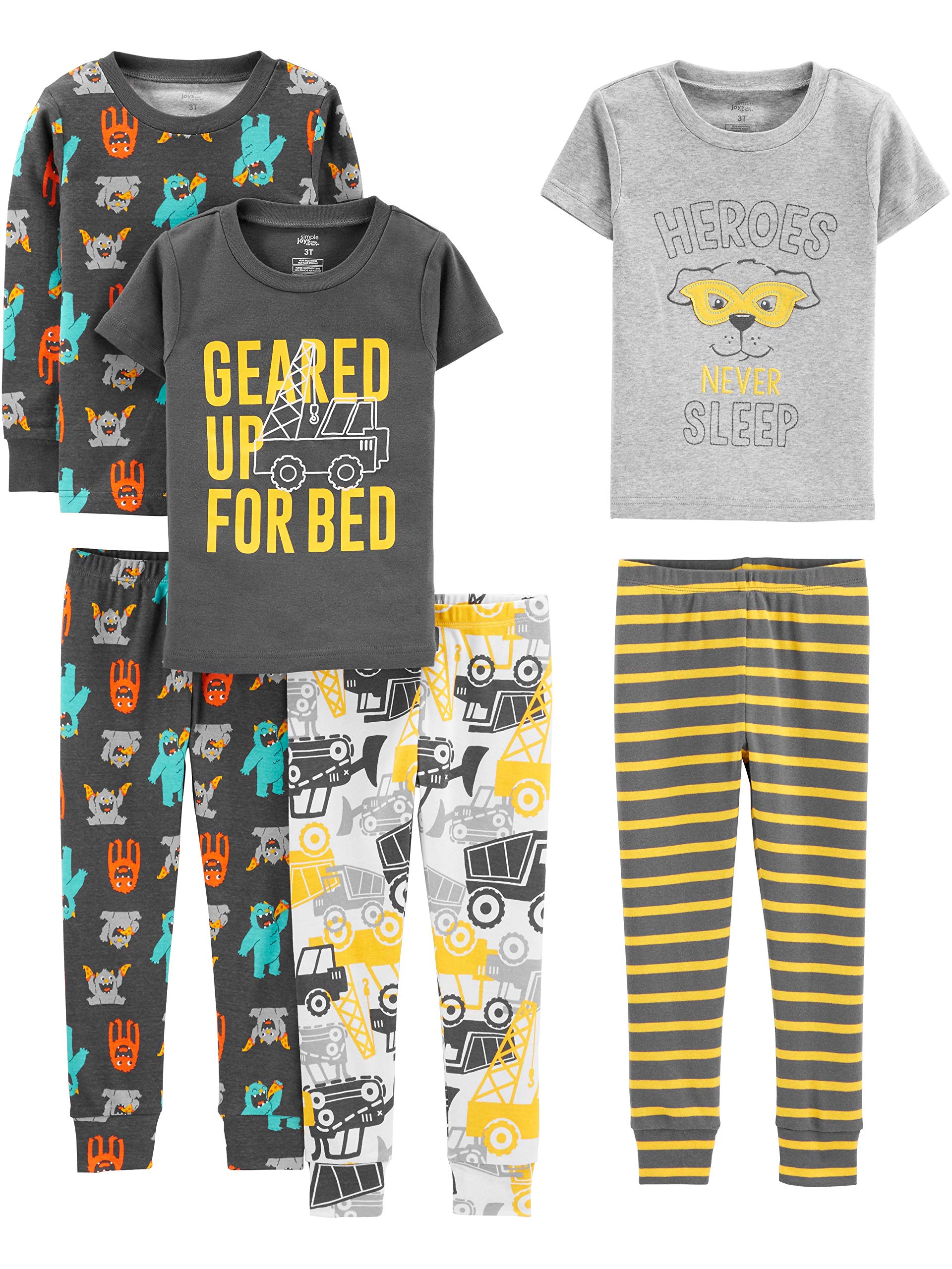 Simple Joys by Carter's girls 6-piece Snug Fit Cotton Pajama Set