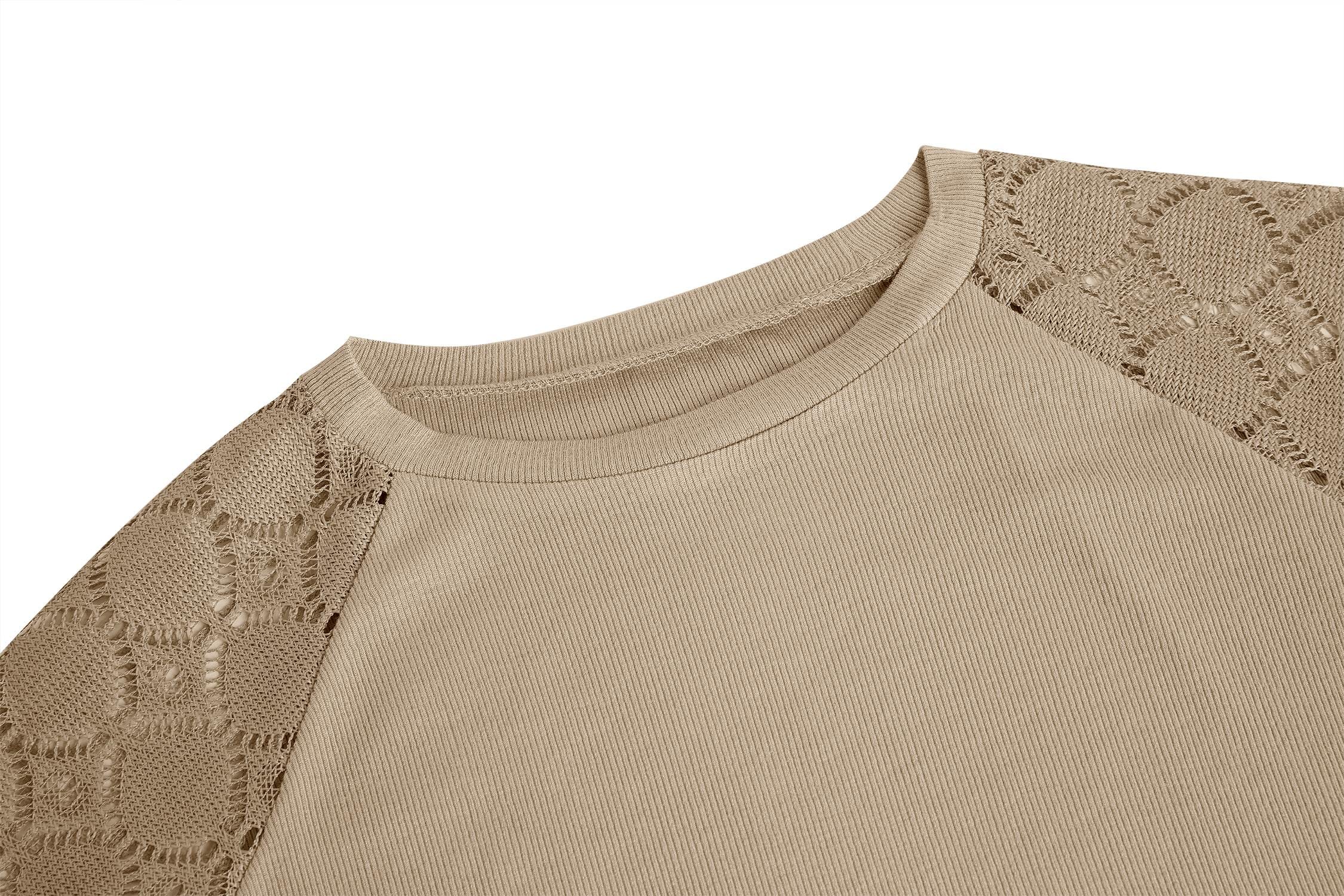 Apbondy Girls Long Sleeve Shirts Casual Crew Neck Lace Loose Blouse Tops