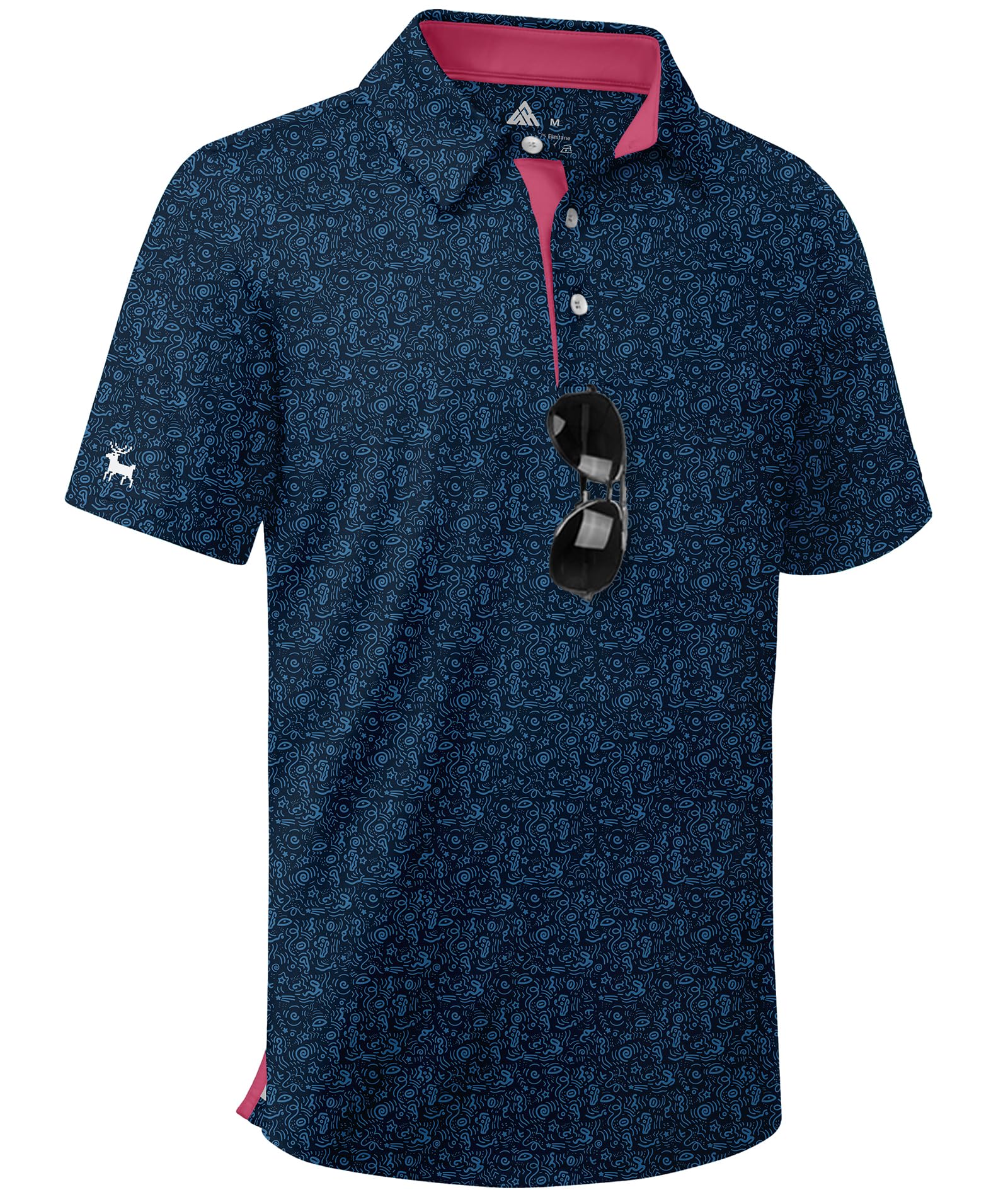 ZITY Boys Golf Polo Shirts Short Sleeve UPF 50+ Print Pattern Shirts for Youth Kids Funny School Uniform Collared T-Shirt