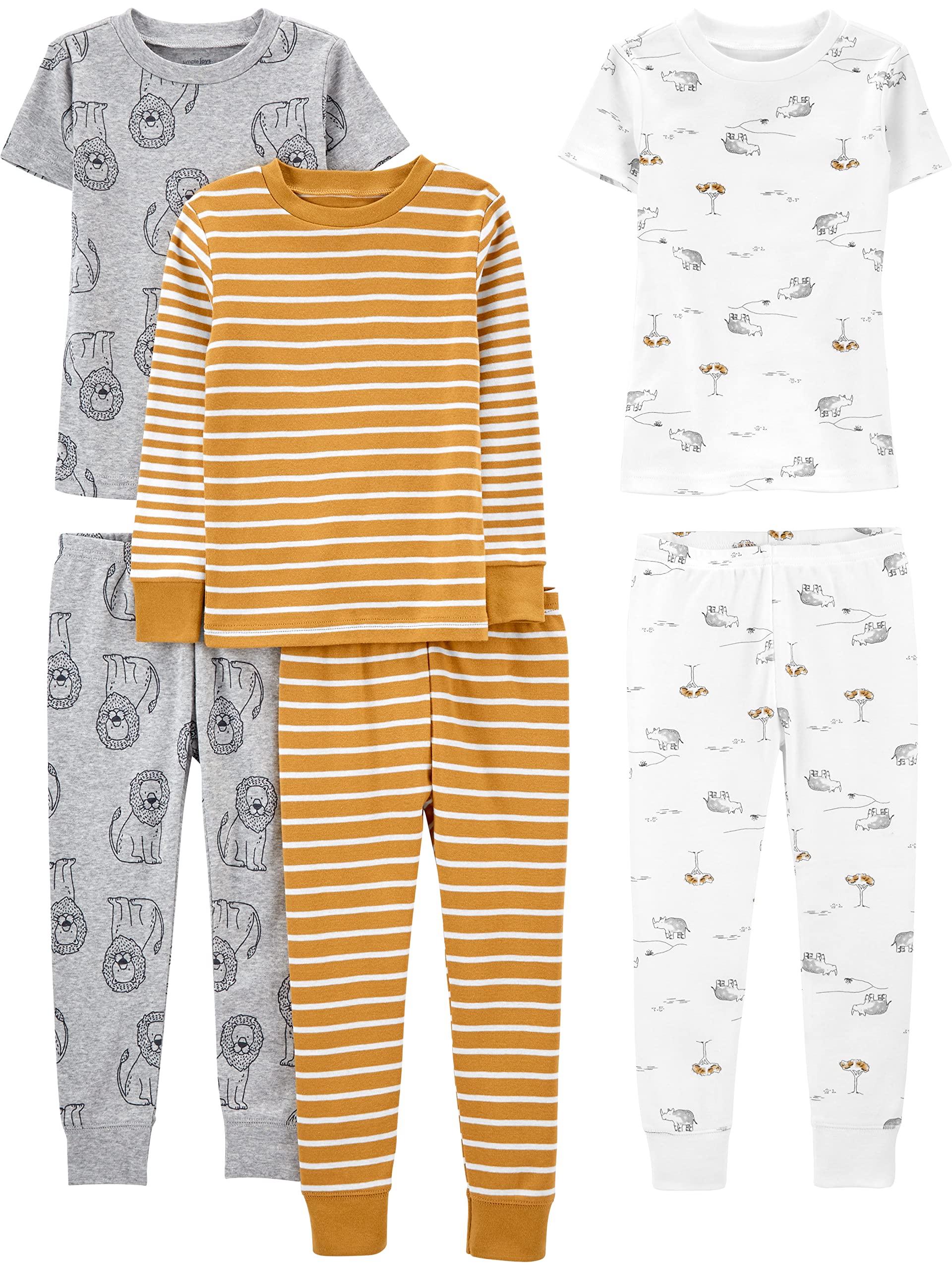 Simple Joys by Carter's girls 6-piece Snug Fit Cotton Pajama Set
