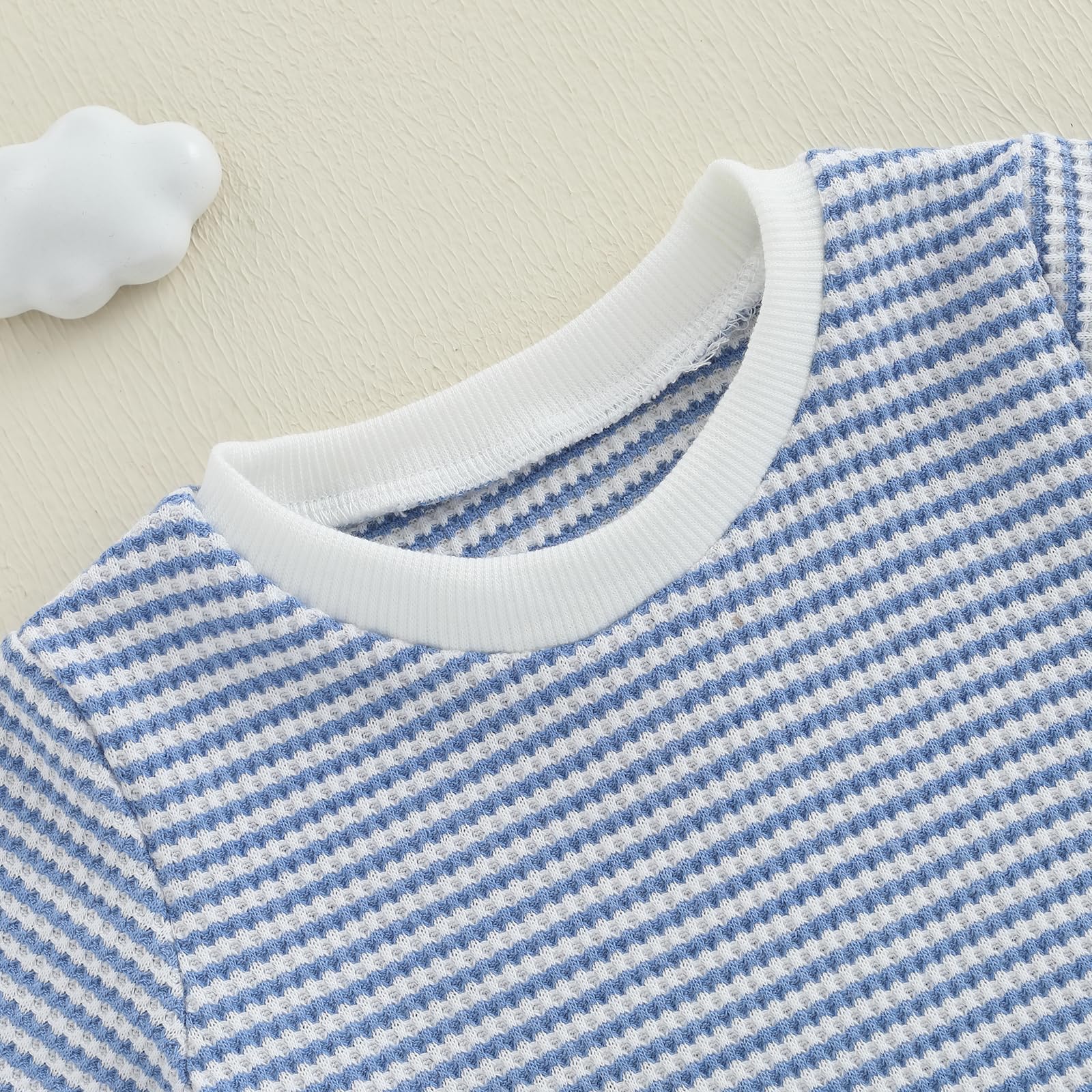 VISGOGO Baby Boy Summer Outfit Striped T-shirt Toddler Boy Summer Clothes 6 12 18 Months 2 3 4 5 T Kids Boy Short Set